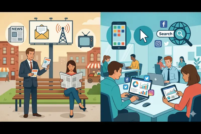 What is the difference between traditional marketing and digital marketing? 